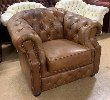 Prachtige Chesterfield Fauteuil Cognac Bruin. beschikbaar voor biedingen