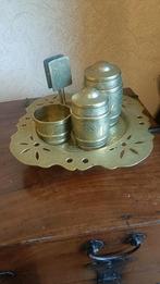 Bronzen Rookset met Asbak, Lucifershouder en Potjes, Ophalen of Verzenden, Brons