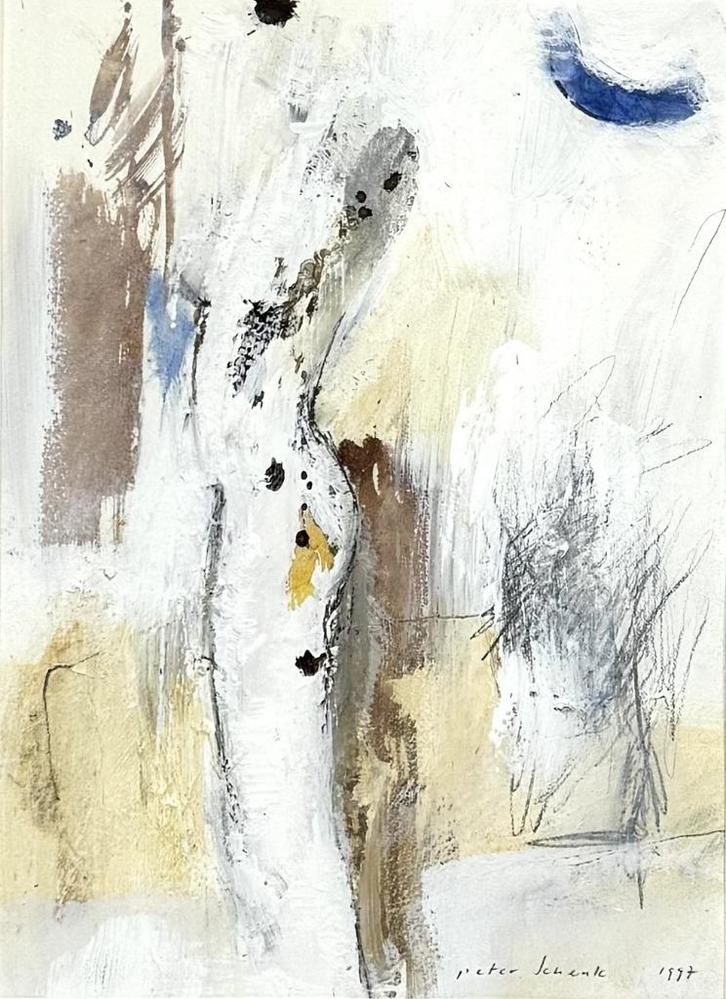 96. Schilderij Peter Schenk, abstract figuur, 1987, Antiek en Kunst, Kunst | Schilderijen | Abstract, Ophalen of Verzenden