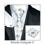 Dennis Gadgets: 100 % zijden stropdas ( 3 delig !! ) DG 0355, Nieuw, Met patroon, Wit, Ophalen
