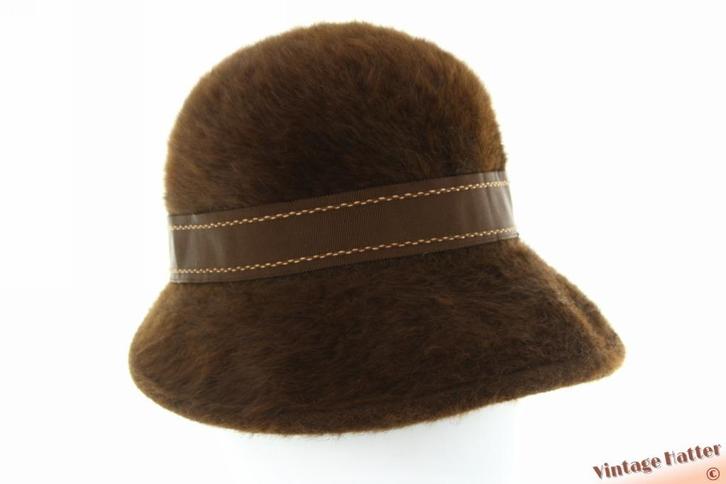 Vintage Dameshoed Kangol bruin angora 54-56 = S goede staat, Kleding | Dames, Hoeden en Petten, Zo goed als nieuw, Hoed, 55 cm (S, 6⅞ inch) of minder