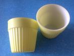 Vintage glazen potten bloempotten jaren 50 USA geel, Verzamelen, Retro, Ophalen of Verzenden, Huis en Inrichting