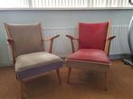 Retro woonkamerstoelen - Rood en Beige, Huis en Inrichting, Stoelen, Ophalen, Gebruikt, Twee, Overige kleuren
