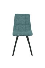 Petrol blauwe stoffen eetkamerstoel, model Theo, Ophalen, Blauw, Nieuw, Metaal