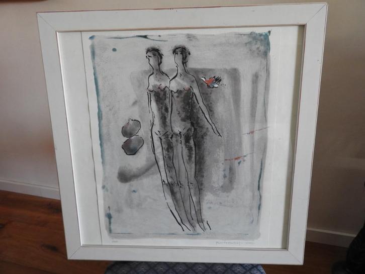 Litho - 2 vrouwen - Gesigneerd Bert van Kol, Antiek en Kunst, Kunst | Litho's en Zeefdrukken, Ophalen