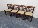 4 vintage massief donker eiken stoelen / eetkamerstoelen, Ophalen, Hout, Gebruikt, Vier