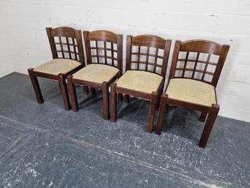 4 vintage massief donker eiken stoelen / eetkamerstoelen beschikbaar voor biedingen