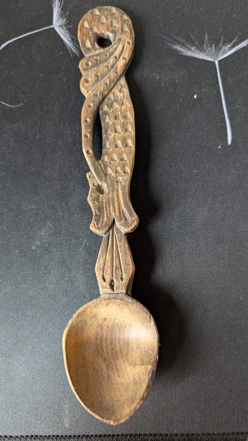 Houten Lepel - Handgesneden, Antiek en Kunst, Kunst | Beelden en Houtsnijwerken, Ophalen of Verzenden