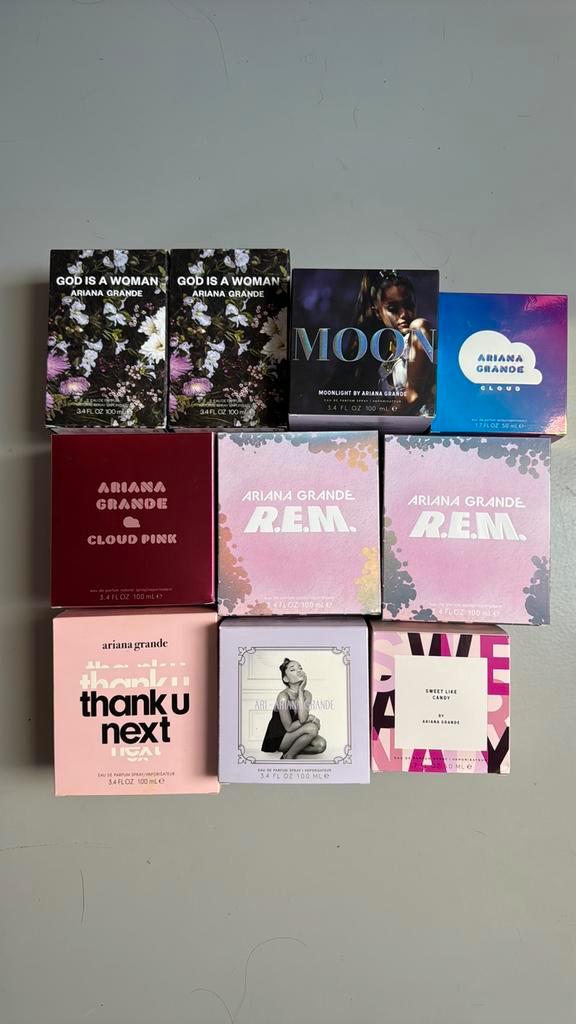 Ariana Grande parfumdoosjes (leeg), Sieraden, Tassen en Uiterlijk, Uiterlijk | Parfum, Gebruikt, Ophalen of Verzenden
