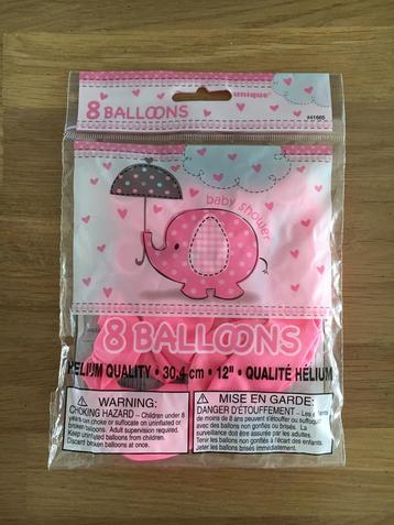 Ballonnen baby shower olifantje roze - 8 st | babyshower beschikbaar voor biedingen