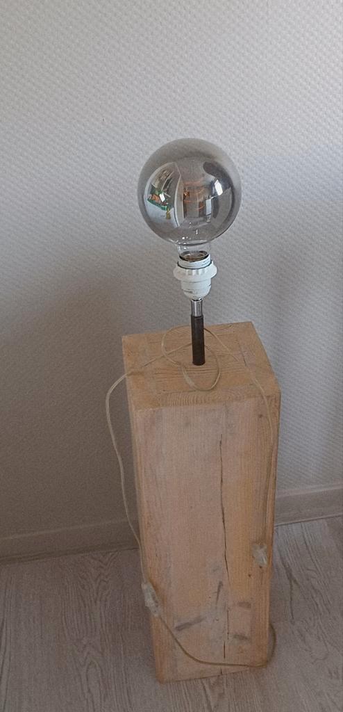 Houten Lampvoet Brecht Greywash 60cm, Huis en Inrichting, Lampen | Hanglampen, Gebruikt, 50 tot 75 cm, Hout, Ophalen of Verzenden