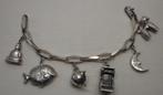 Zilveren Closed Forever armband met 6 grote bedels nr.052, Sieraden, Tassen en Uiterlijk, Armbanden, Verzenden, Zo goed als nieuw