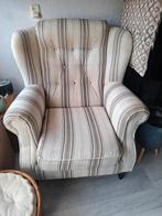 Beige gestreepte fauteuil, Huis en Inrichting, Fauteuils, Ophalen, Gebruikt, 75 tot 100 cm, 50 tot 75 cm