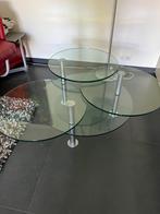 Glazen salontafel met 3 verstelbare glazen platen van Ronald, Ophalen, Rond, Minder dan 50 cm, 100 tot 150 cm
