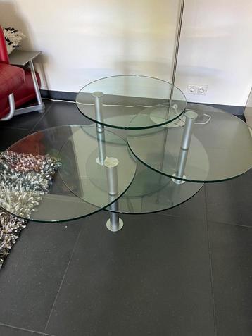 Glazen salontafel met 3 verstelbare glazen platen van Ronald beschikbaar voor biedingen