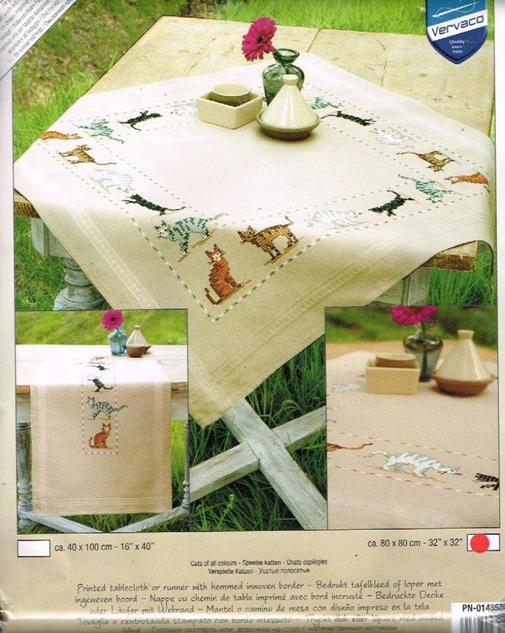 Cado vervaco borduurpakket dekservet, poezen oude prijs, Hobby en Vrije tijd, Borduren en Borduurmachines, Nieuw, Borduurpakket