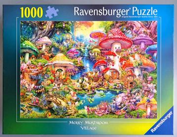 Prachtige Ravensburger puzzel Merry Mushroom Village 1000 st beschikbaar voor biedingen