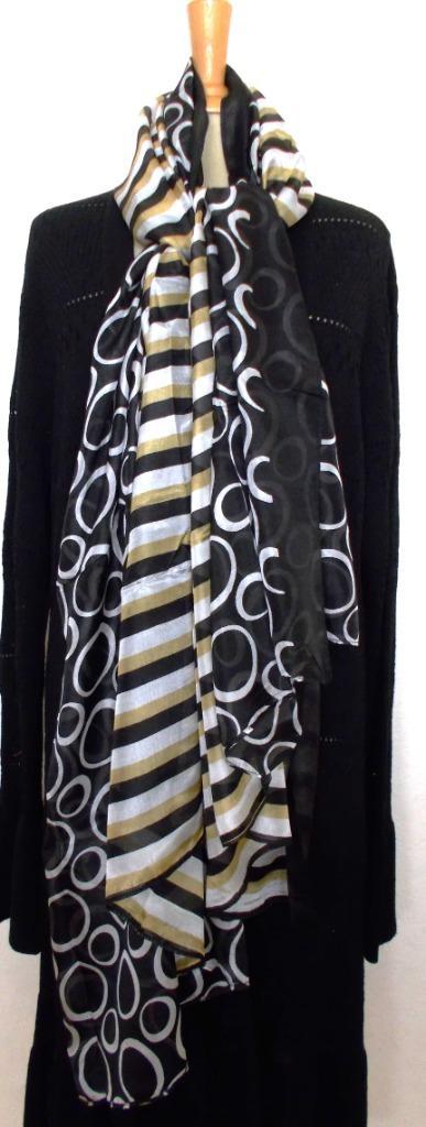 Aparte zwarte 100% silk zachte print sjaal van Lilytime, Kleding | Dames, Mutsen, Sjaals en Handschoenen, Nieuw, Sjaal, Maat 42/44 (L)