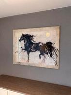 Schilderij van een zwart paard, Ophalen of Verzenden