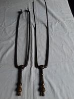 2 antieke  haardtangen met koper knoppen, Ophalen of Verzenden