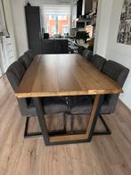 Metalox eettafel boomschors vorm hout 100x200cm, Ophalen, Zo goed als nieuw, 4 tot 6 stoelen