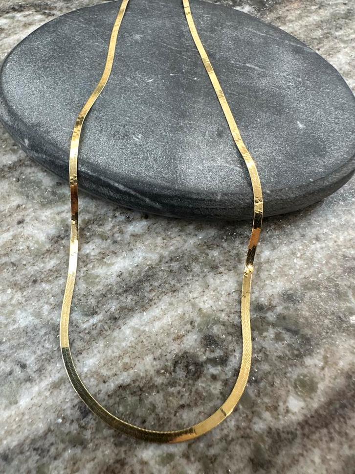 18k Gouden Gladde Ketting, Sieraden, Tassen en Uiterlijk, Kettingen, Zo goed als nieuw, Goud, Ophalen of Verzenden