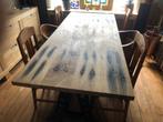 Eiken tafel spoorbielzen, 220x90cm, Huis en Inrichting, Tafels | Eettafels, Ophalen, 200 cm of meer, 50 tot 100 cm, Zo goed als nieuw