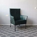 5 Charly Montis fauteuils donkergroen leder - zwart frame, Huis en Inrichting, Fauteuils, Leer, Ophalen of Verzenden, Zo goed als nieuw