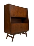 Vintage Secretaire Wandkast werkplek Jaren 60 Teak Fineer, Gebruikt, Vintage, Vintage, Ophalen