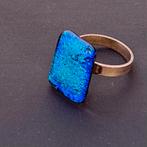 Ring met handgemaakte glazen steen turquoise, Overige materialen, Blauw, Nieuw, Ophalen of Verzenden
