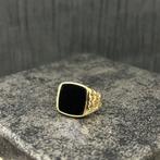 14k gouden ring zegelring heren onyx steen, Sieraden, Tassen en Uiterlijk, Ringen, Ophalen of Verzenden, Nieuw, Goud, Heer