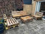 Zithoek palletbanken, Tuin en Terras, Tuinset, 8 zitplaatsen, Bank, Zo goed als nieuw