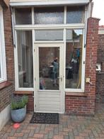 Deur met kozijn en zijlichten, Gebruikt, Deurkozijn, Hout, Ophalen