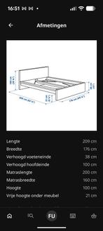 Ikea Malm bed 160x200 zwartbruin + Lüroy lattenbodem, Ophalen, Zwart, Tweepersoons, Zo goed als nieuw