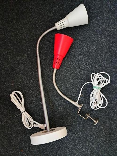 Ikea Kvart setje burolamp wit &  klemlamp rood, Huis en Inrichting, Lampen | Wandlampen, Metaal, Ophalen of Verzenden