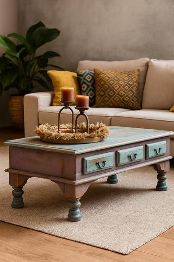 Vintage houten salontafel met lades | India stijl beschikbaar voor biedingen