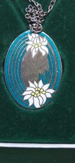 Zilver emaille ketting met Jugendstil stijl hanger, Verzenden, Zilver