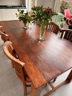 Teakhouten eettafel met 6 stoelen - mooie staat!, Gebruikt, 100 tot 150 cm, Teakhout, 200 cm of meer