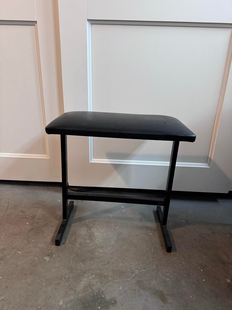 Zwarte pianokruk met skai zitting en metalen frame, Gebruikt, Zwart, Ophalen of Verzenden, Metaal
