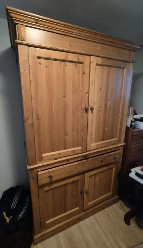 Grenen hout computerkast of opbergkast, Huis en Inrichting, Kasten | Computermeubels, Gebruikt, 120 tot 170 cm, 70 tot 120 cm