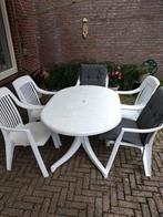 Hartman kunststof tuinset. Tafel met 5 stapelbare stoelen, Ophalen, 4 zitplaatsen, Kunststof, Zo goed als nieuw