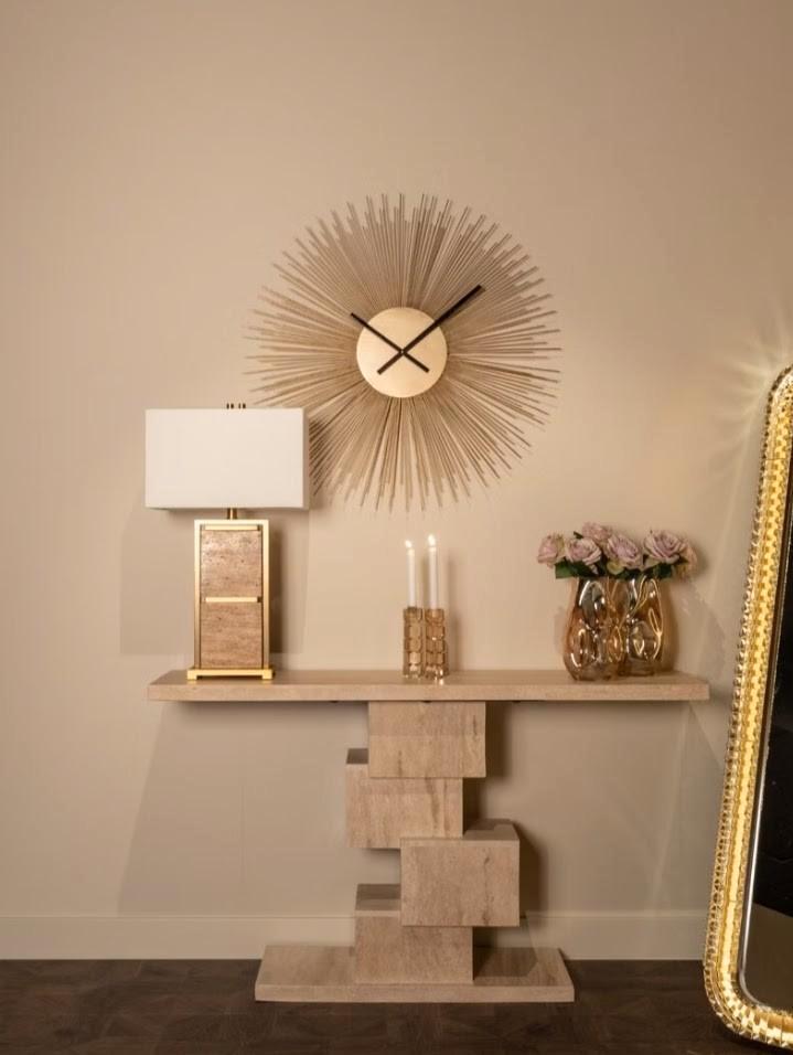 wandtafel Arvada travertin uitgevoerd van Richmond Interiors, Huis en Inrichting, Tafels | Sidetables, Nieuw, 25 tot 50 cm, 100 tot 150 cm