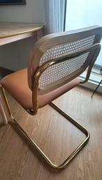 Leather & metallic dining chairs x2, Huis en Inrichting, Ophalen, Metaal, Twee, Bruin
