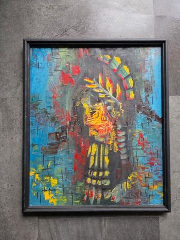 Abstract schilderij – expressief en kleurrijk kunstwerk   beschikbaar voor biedingen