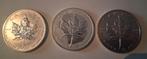 3x 1 ounce Zilveren Maple Leaf munten 2011 1 oz zilveren, Ophalen of Verzenden, Overige landen, Losse munt, Zilver