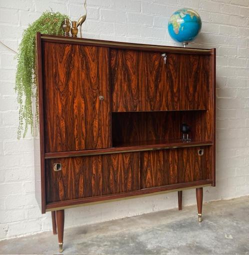 Retro vintage mid-century dressoir,high-board,mid-board, Huis en Inrichting, Kasten | Dressoirs, Zo goed als nieuw, 100 tot 150 cm