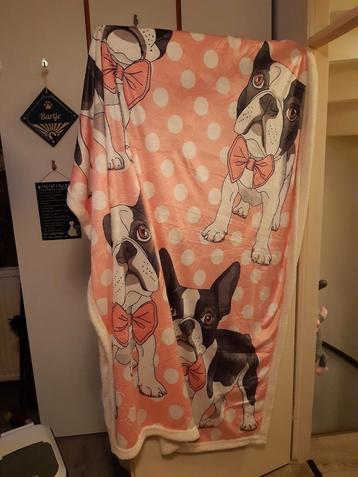 Franse bulldog fleece kleed 200 x 160 nieuw beschikbaar voor biedingen