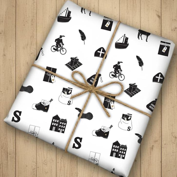 Sinterklaas inpakpapier zwart wit printable - Cadeaupapier, Kinderen en Baby's, Overige Kinderen en Baby's, Nieuw, Verzenden