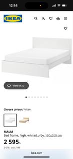 Ikea MALM bedframe 160x200, Ophalen, Gebruikt, Wit, Tweepersoons