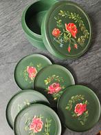 Vintage Onderzetters met Roos Motief - Handgeschilderd, Ophalen of Verzenden